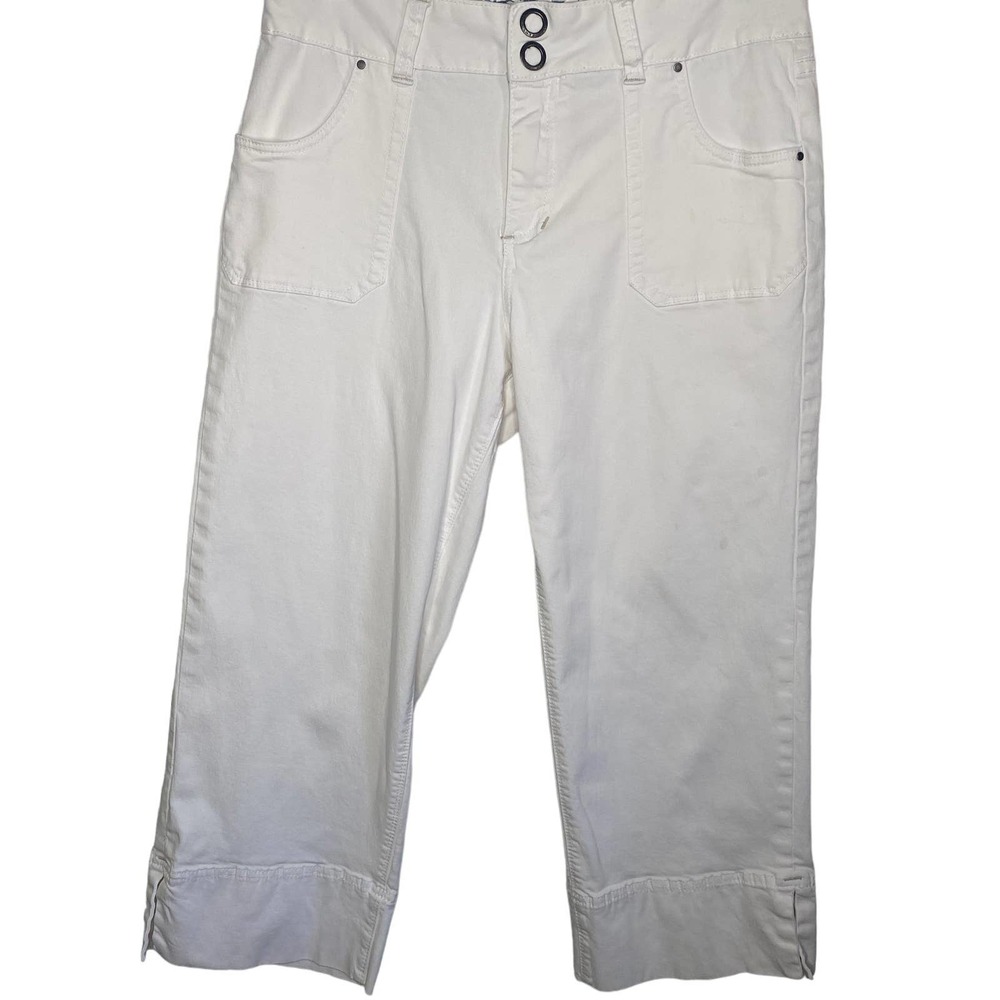 JAG white wide leg 4 pocket cotton spandex denim capri's size 14
